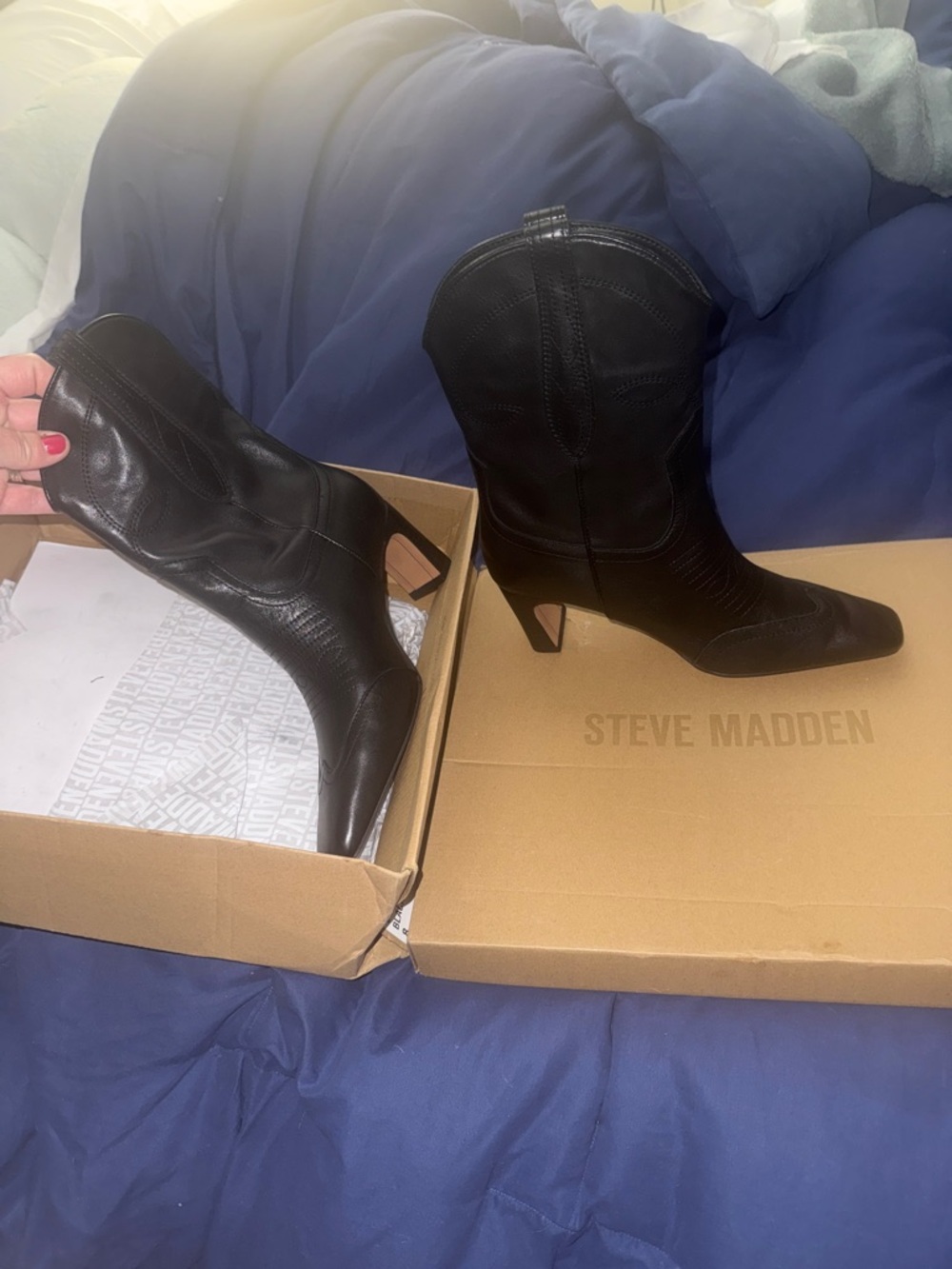 Brand new size 8 Steve Madden Black Pointed-Toe Mid-Calf Heeled Boots
